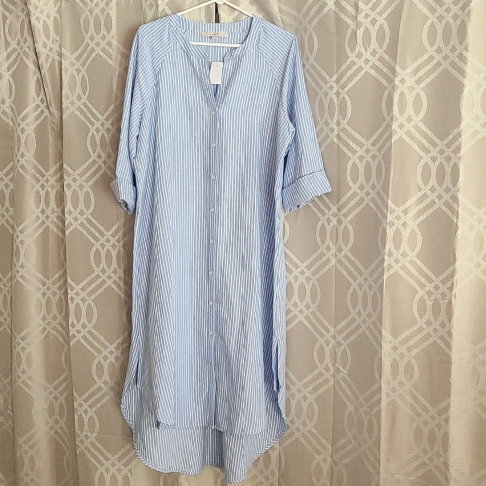 Loft Striped Hi-Lo Shirtdress